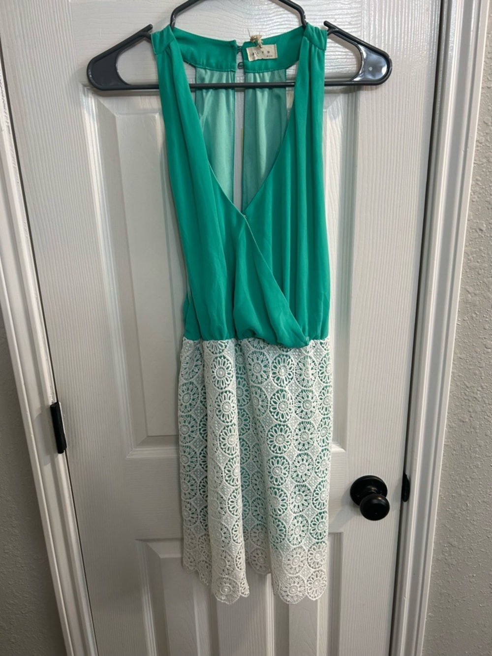 BLVD green teal and white dress new with tags size small sleeveless open back